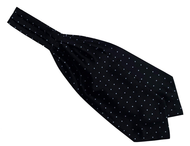 Secdtie Men's Classic Novelty Jacquard Woven Self Cravat Ties Ascot Black with White Polka Dot - Image 1